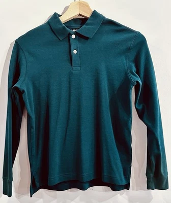 Lands End Youth Large Green Long Sleeve Polo School Uniform Church Holidays - Image 1 of 4