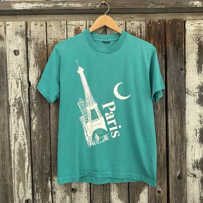 Vintage 80s Paris France Eiffel Tower Tourist T-Shirt Screen Stars Size XL - Image 1 of 4