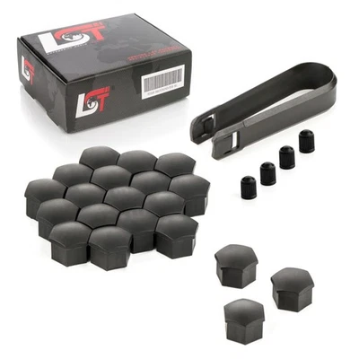 20x Tapa de perno de rueda para llantas Tornillo de cabeza hexagonal 17 mm Negro Mate para Alfa Foto 1 de 4