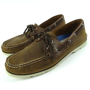 Sperry Leeward Top Sider Slip On Boat Shoes Mens Size 11 M Brown Leather 2 Eye