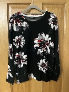 Ladies Black Floral Jumper Size M. - Picture 1 of 5