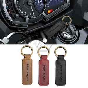 For Kawasaki Versys X-300 650 400 Motorcycle leather logo keychain keyring strap - Picture 1 of 8
