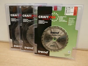 3 X TREND 130MM X 16/20MM 24T TCT CIRCULAR SAW BLADES BOSCH PKS40 CSB/13024 - Picture 1 of 1