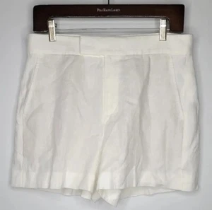 168 $ Polo Ralph Lauren Damen 10 SHORTS 100 % Leinen WEISS Eingriff Taschenverschluss neu ohne Etikett - Bild 1 von 12
