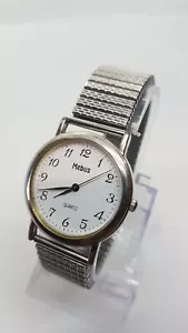 Mebus 34mm Silver & White Womens and Mens Watch Quartz Movement Steel Working - Picture 1 of 11