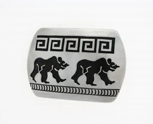 Sterling Silver "Three-Legged Bear" Belt Buckle By Navajo Artist Rosco Scott - Picture 1 of 2