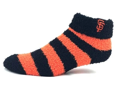 San Francisco Giants Black & Orange Striped Cuff Fuzzy Socks - Image 1 of 3