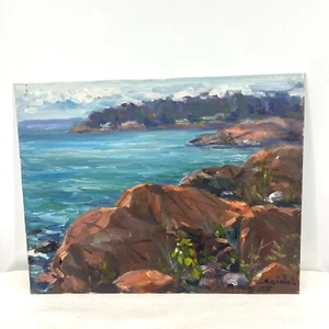 Original Artwork Study 11”x14” Oil Canvas Panel Rocky Bay Tadeusz Seidel - Picture 1 of 2