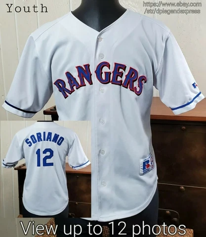 MLB Texas Rangers Baseball #12 Alfonso Soriano Russell VTG Jersey Youth M 10-12 Cover