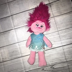 TROLLS Poppy 24” Large Pink Girl Plush Dreamworks Blue Dress BABW Build A Bear - Picture 1 of 9