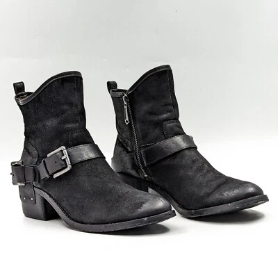 Botas de cuero negras Donald Pliner para mujer Wade con correa para montar motociclista talla 7 Foto 1 de 4