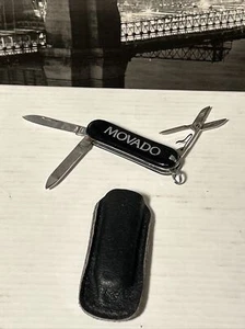 Vintage Movado The Museum Watch Rare Keychain Pocket Knife Leather Sheath - Picture 1 of 14