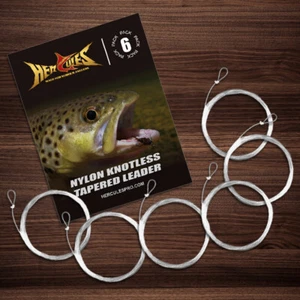 HERCULES Nylon Pre-Tied Fly Fishing Tapered Leader Line with Loop 6 Pack 7.5 FT - Picture 1 of 16