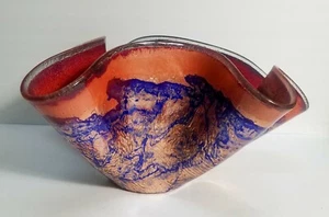 Jones Glassworks Large Decorative Wave Glass Bowl Hand Blown Glass Signed 2006 - Picture 1 of 12