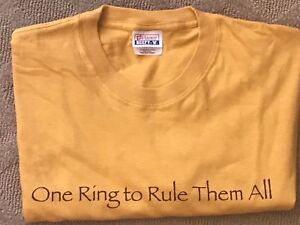 Lord of the Rings Cotton T Shirt One Ring to Rule Them All Movie Trilogy Yellow