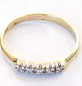 Dainty 14K Yellow Gold Diamond Halo Wedding Band Size 7 Ring .8 Grams ~500+ MORE - Picture 1 of 5