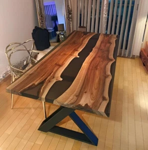 Resin Dining Table, Live Edge Epoxy Resin Dining Table, Custom Epoxy Resin Table - Picture 1 of 10