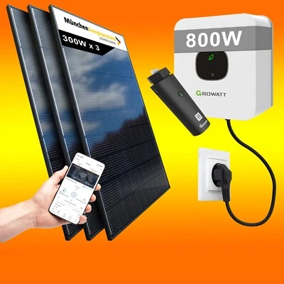 BAU-TECH SOLARENERGIE Growatt 900Watt / 800Watt (0% MwSt.*) Balkonkraftwerk mit Internetüberwachung