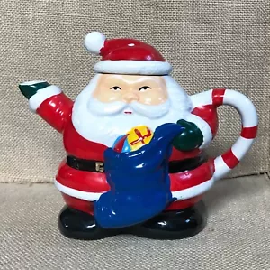 Tetera de cerámica vintage Mr Santa Claus Navidad kitsch vacaciones caprichosa juguetona - Imagen 1 de 11