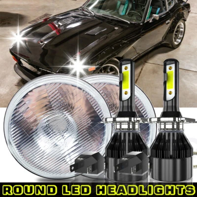 7"inch Round LED Headlights For Datsun 240z 260z 280z 280zx 1600 180B 520/620 - Image 1 of 4