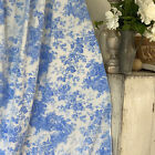 Bucolic blue toile curtain hedgerow sheep blackberries birds floral country ant