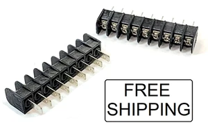 (2x) 9 Position - 15A - 300V - .375" Pitch - QC Terminal Barrier Terminal Blocks - Picture 1 of 2