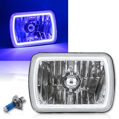 7X6" Purple SMD LED Halo Angel Eye Clear Headlamp 55/60W Halogen Light Bulb EACH - Image 1 of 4