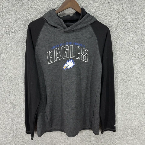 Champion mens shirt medium black gray hoodie Florida Gulf Coast University Eagle Cover