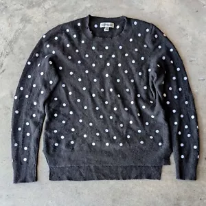 Neiman Marcus Cashmere Black White Polka Dot Crewneck Sweater medium - Picture 1 of 7