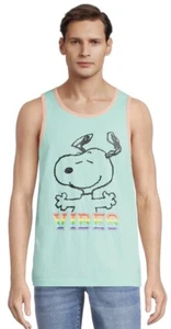 Peanuts Large (42-44) Snoopy “vibes” Men's Pride Graphic Tank Top Rainbow Tee - Picture 1 of 5