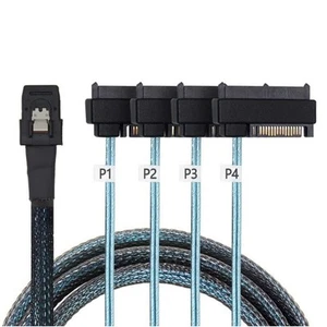 Câble de Données pour Disque Dur Sas Sff-8087 Vers 4 Sff-8482 pour Carte R4577 - Photo 1/8