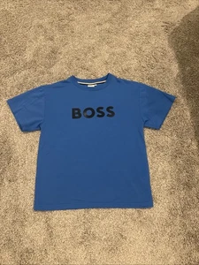 Kids Boys BOSS T-shirt Blue School Clothes Size 10 Medium Bnwt - Picture 1 of 3