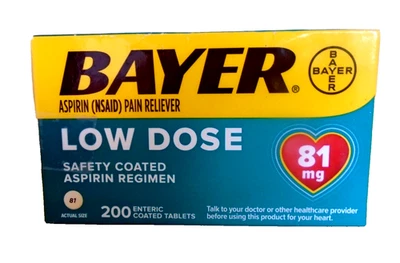 Bayer Low Dose 81mg Pain Reliever - 200 Count EXPIRES 6/2026 - Image 1 of 3