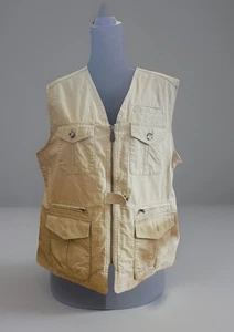 LL Bean Fishing Vest XL Beige Canvas Full Zip Cargo Hiking Safari Photography - Picture 1 of 8