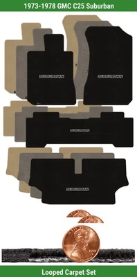 Juego de alfombrillas clásicas personalizadas para '73-78 GMC C25 Suburban con logotipo (4 piezas) #MW6 Foto 1 de 4