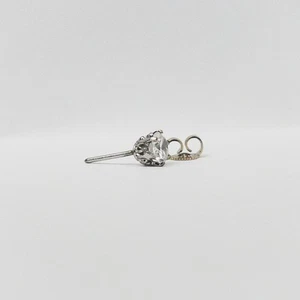 14K Solid White Gold Spinel Crown Earring, Single Stud Post Earring, One Earring - Picture 1 of 8