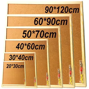 Cork Board Pin Message Notice Board Wooden Frame Office Memo School Pinboard - Picture 1 of 12