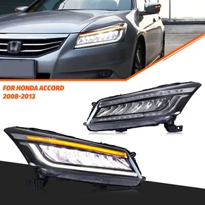 LED Headlight For Honda Accord 8TH GEN 2008-2012 Sequential Front Lamps - Picture 1 of 5