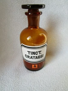alte Apothekerflasche Braunglas mit Schliff-Stopfen Tinct. Crataegi - Bild 1 von 5