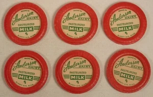 ANDERSON DAIRY PASTEURISIERTE MILCH SCHLÄFRIGES AUGE MINNESOTA 6 MILCHFLASCHENVERSCHLÜSSE - Bild 1 von 2