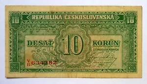 Czechoslovakia 10 Korun/Desat Korun 1950 Papernote P69a 'GVF'. - Picture 1 of 2