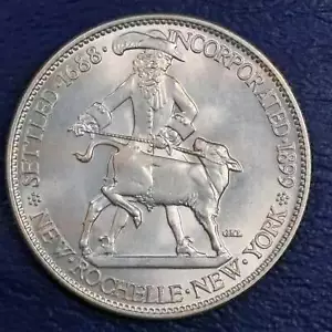 Nuevo medio dólar conmemorativo Rochelle NY 250 aniversario 1938 50c - Imagen 1 de 4