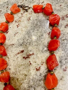 Chunky Watermelon Crystal With Small Peridot 22” Necklace - Picture 1 of 4