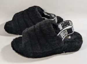 Sandalia para mujer UGG Australia Fluff Yeah, talla US 7 - negra, piel de oveja - Imagen 1 de 13