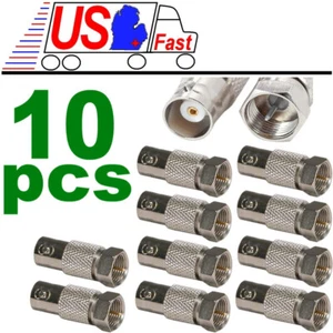 10 Pcs BNC Female to F Type Male Coax Coaxial Cable Connector Adapter Converter - Picture 1 of 1