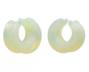 Pair of Opalite Stone Saddle Spreaders (STN-674) gauges plugs tunnels - Picture 1 of 2