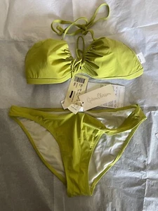 NWT Gideon Oberson Classic Triangle Neon Green Color Bikini Set Size 44/ USA 14 - Picture 1 of 5