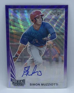 2021 Leaf Metal Draft Simon Muzziotti Phillies 1990 Purple Wave Auto 14/15 - Picture 1 of 2