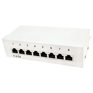 PATCHPANEL 8 PORT CAT 6 GESCHIRMT DESKTOP & WANDMONTAGE RJ45 NETZWERK LAN - Bild 1 von 4