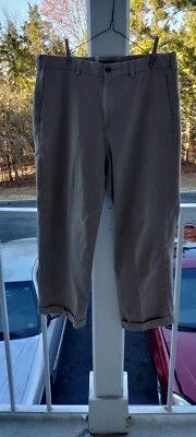Men's EDDIE BAUER Beige CasuaI Relaxed Fit Cuffed Pants, T36, Item No. 5430, PO! - Image 1 of 4